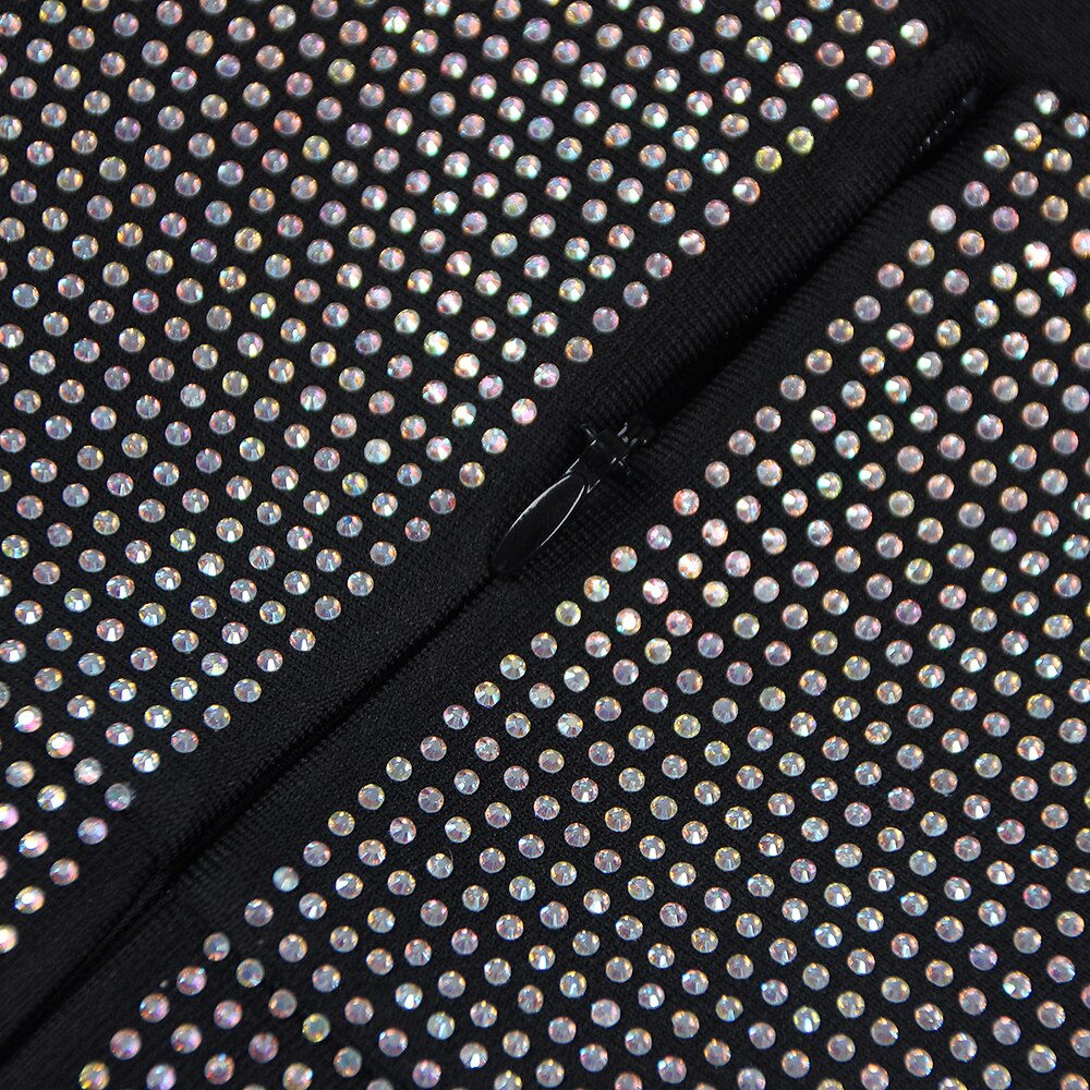 Black Crystal Embellished Strapless Mini Dress