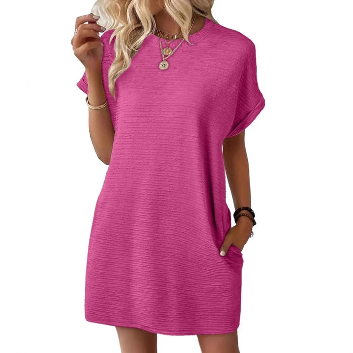 Ava Women's Comfortable & Chic Ribbed Shirt Dress With Pockets