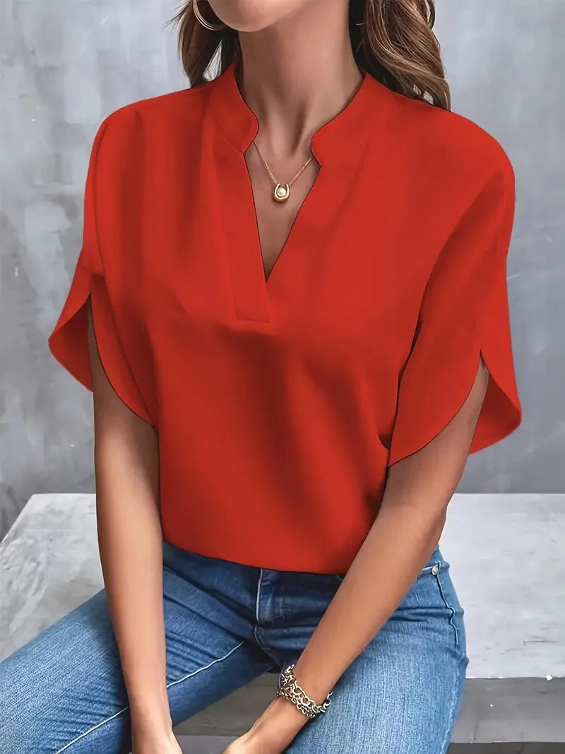 Elena Elegant V-Neck Women's Blouse