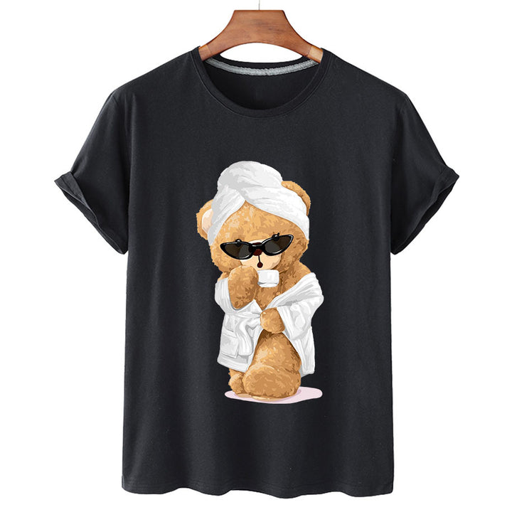 "Coffee, Robe & Chill" Bear Short Sleeved Graphic Tee