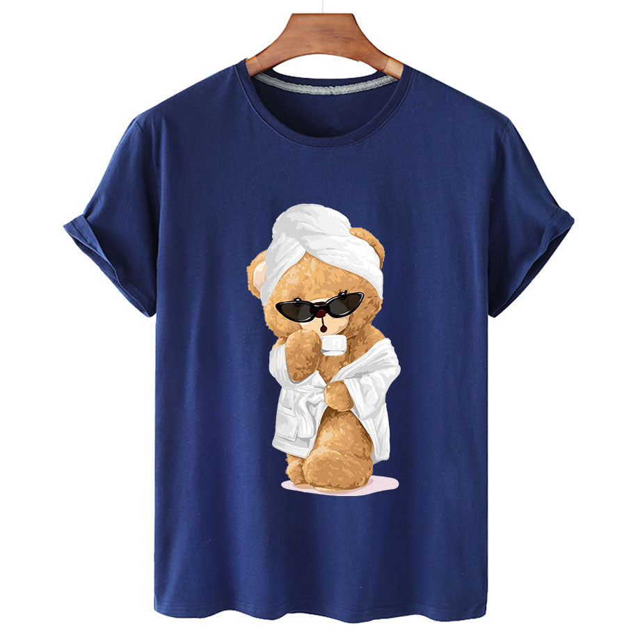 "Coffee, Robe & Chill" Bear Short Sleeved Graphic Tee