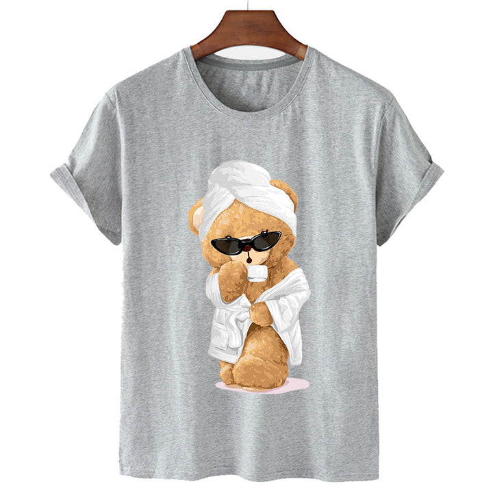 "Coffee, Robe & Chill" Bear Short Sleeved Graphic Tee