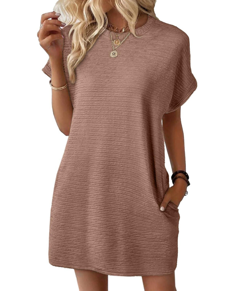 Ava Women's Comfortable & Chic Ribbed Shirt Dress With Pockets