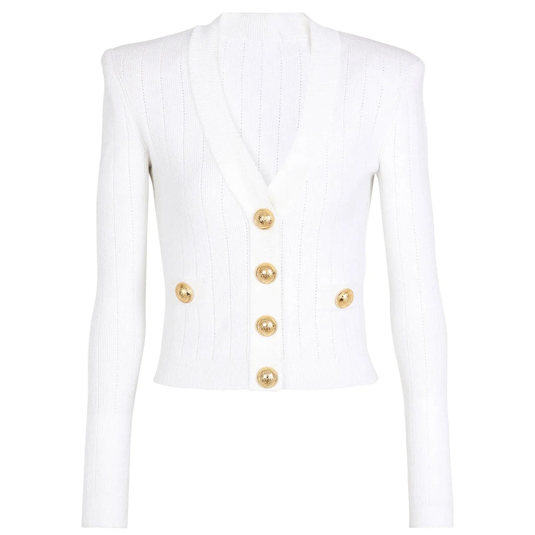 white gold button cardigan