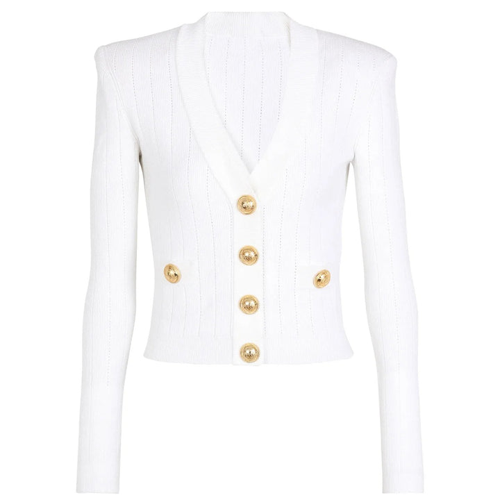 white gold button cardigan