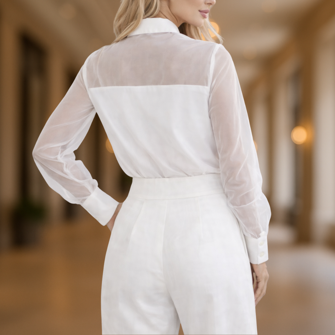 Silhouette Sheer Button Down Women's Blouse