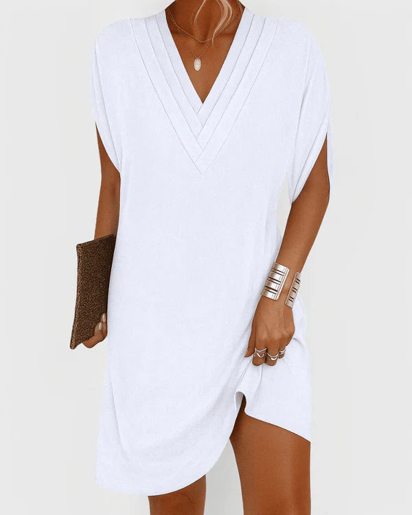 Evelyn V-Neck Short Sleeve Comfortable & Chic Dress