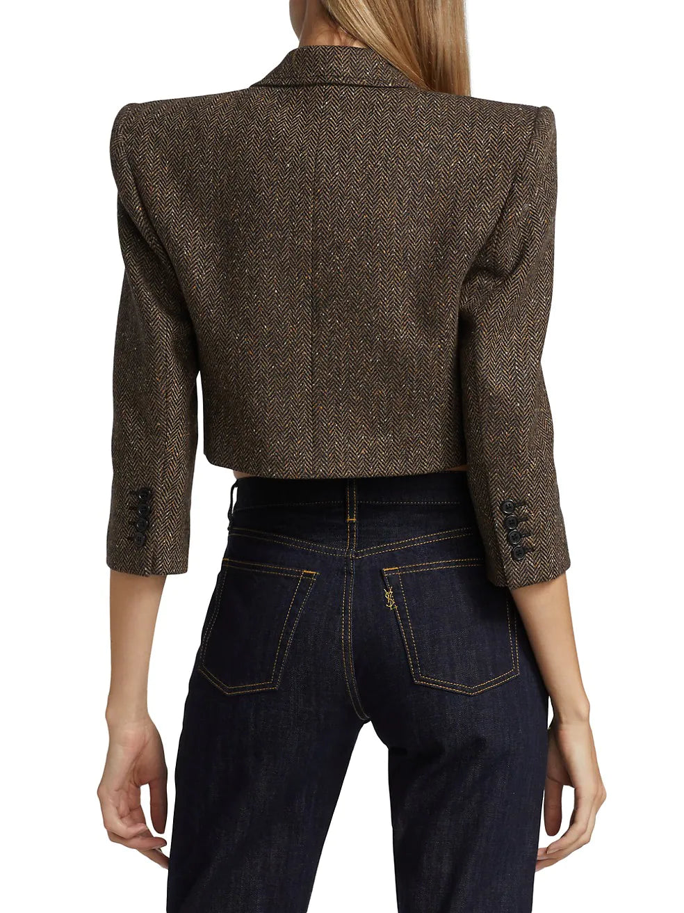 Cropped Couture Herringbone Blazer