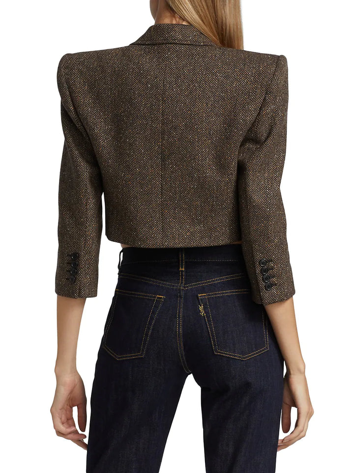 Cropped Couture Herringbone Blazer