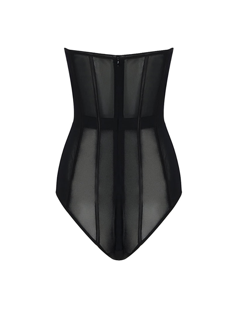 Black Strapless Tulle Runway Corset