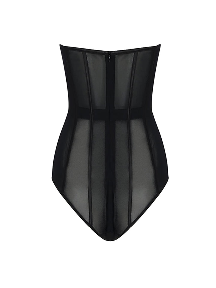 Black Strapless Tulle Runway Corset