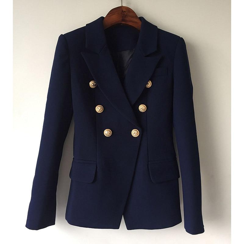 Navy Blue Double Breasted Gold Button Blazer