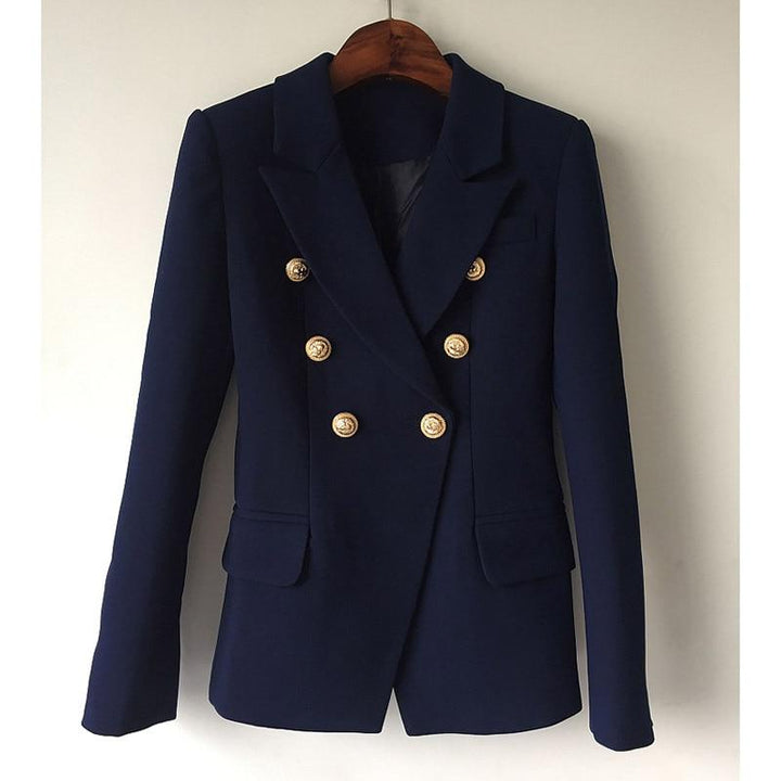 Navy Blue Double Breasted Gold Button Blazer