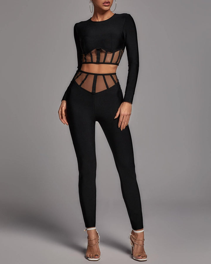 Black Corset Style Top & Pants Set