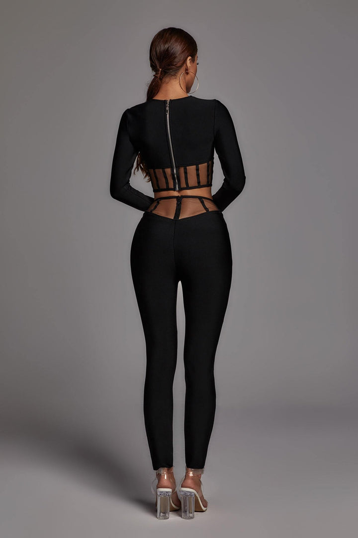 Black Corset Style Top & Pants Set