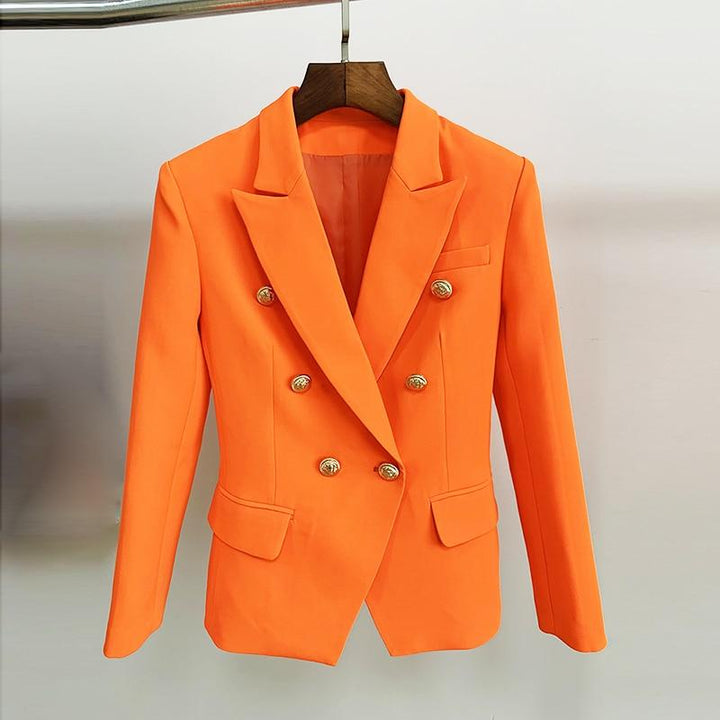 Orange Gold Button Blazer