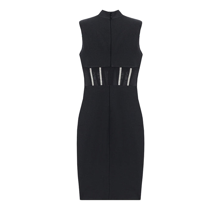 Black Crystal Embellished Corset Bandage Dress