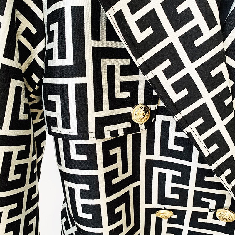 Jacquard Gold Button Trench Coat