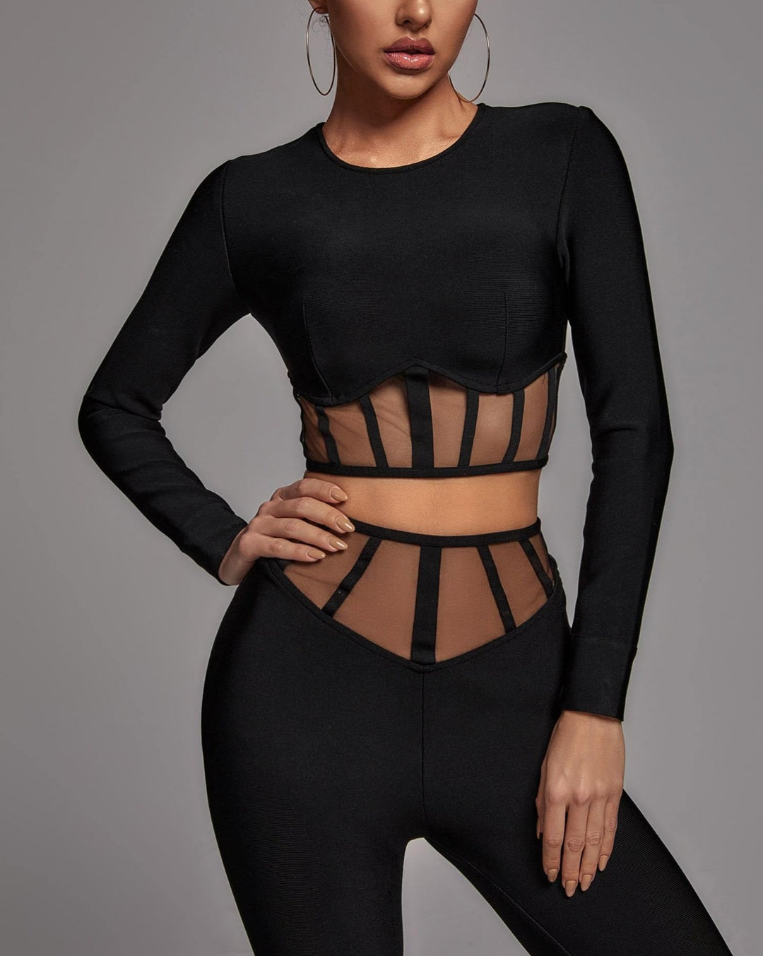 Black Corset Style Top & Pants Set