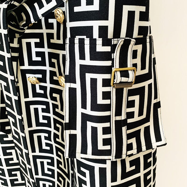 Jacquard Gold Button Trench Coat