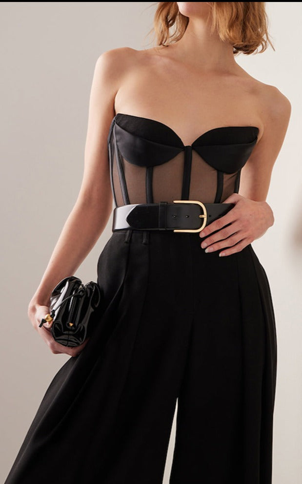 Black Strapless Tulle Runway Corset