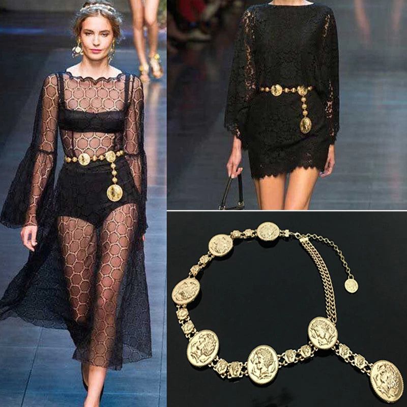 Gold Lioness Vintage Runway Chain Belt