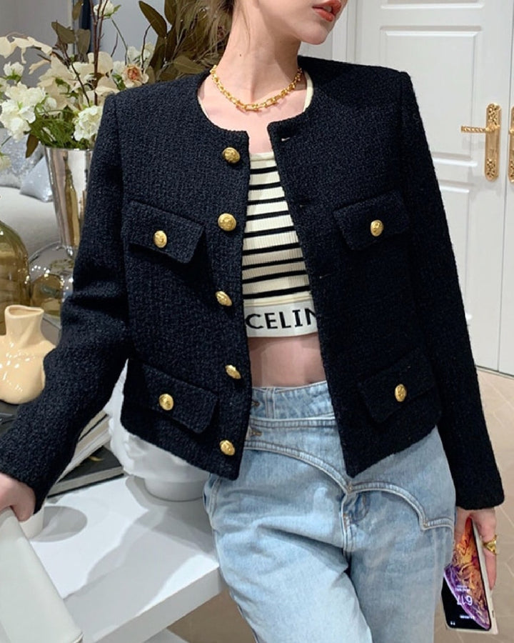 black tweed blazer
