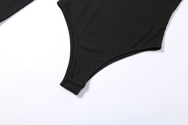 Black One Shoulder Turtleneck Bodysuit