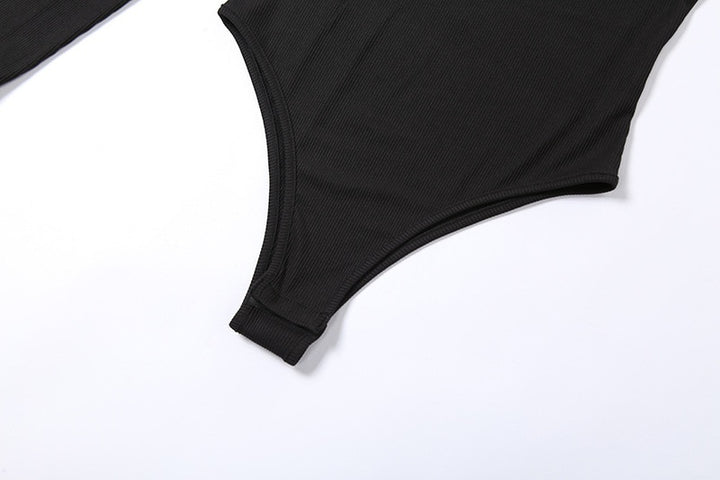 Black One Shoulder Turtleneck Bodysuit