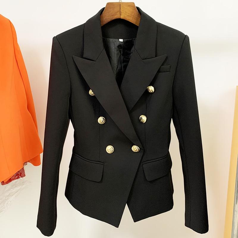 Black Double Breasted Gold Button Blazer