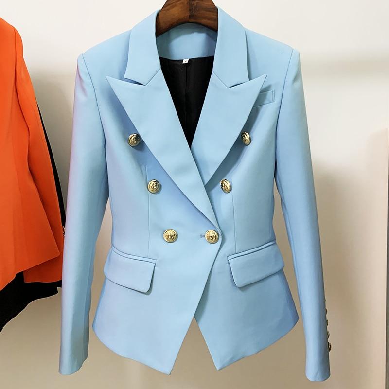 Light Blue Gold Button Blazer