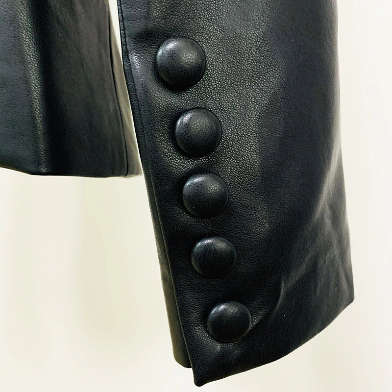 black leather blazer
