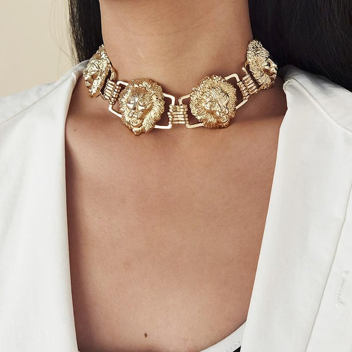 Lioness Vintage Style Choker - Gold & Silver