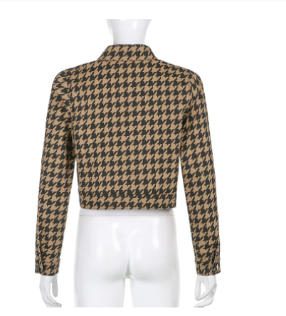 Houndstooth Denim Cropped Jacket