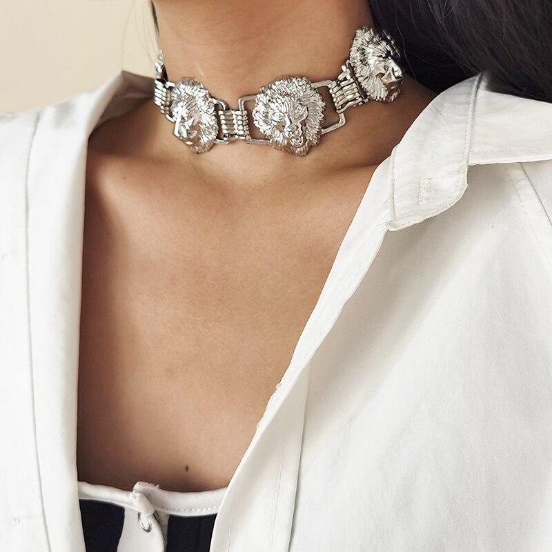 Lioness Vintage Style Choker - Gold & Silver