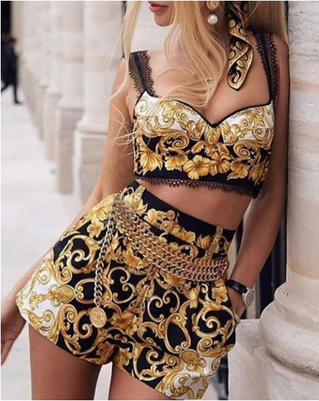 Donatella 2-Piece Crop Top & Shorts Set