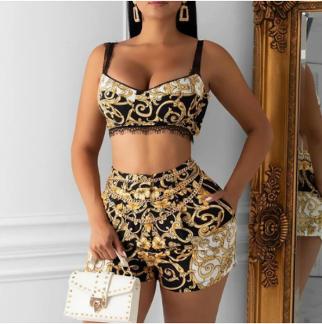 Donatella 2-Piece Crop Top & Shorts Set