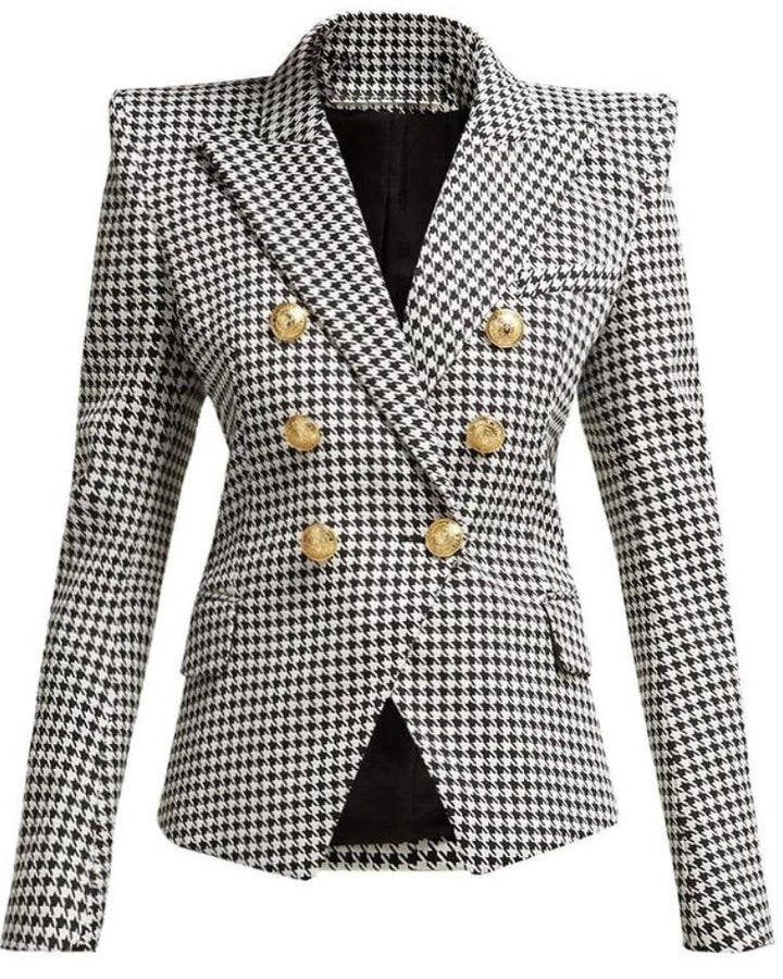 Houndstooth Gold Button Blazer