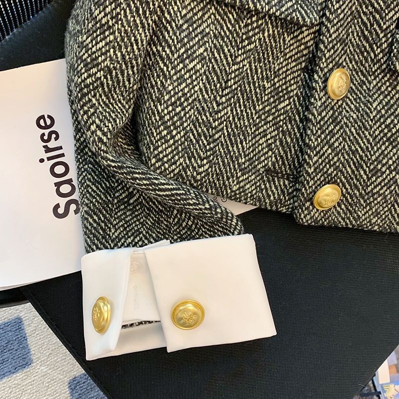 Black & White Herringbone Tweed Jacket
