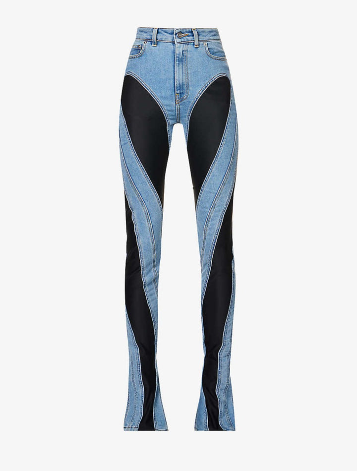 Two Color Jeans Denim & Black Two Tone Skinny Jeans – Haute In Couture