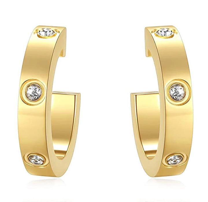 Mini CZ Diamond Hoops (Yellow Gold/Sterling Silver)