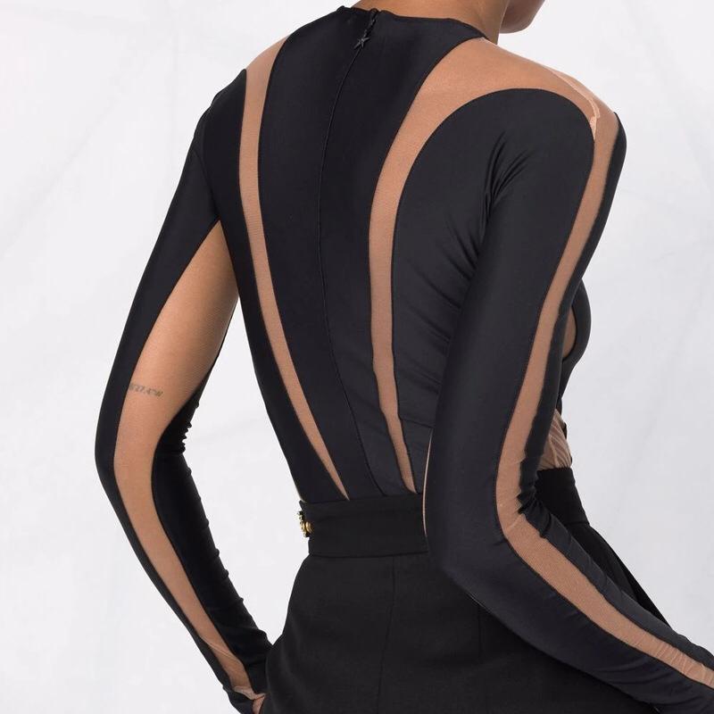 Black Illusion Shaping Paneled Bodysuit