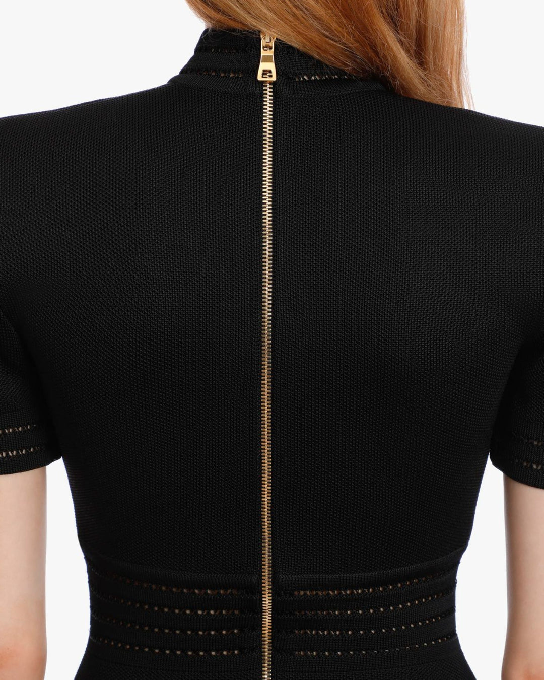 Black Short Sleeve Gold Button Bandage Dress