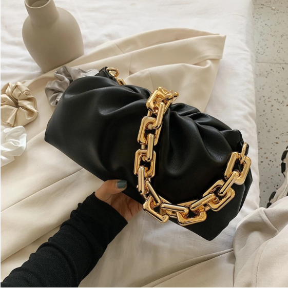 Chain Leather Pouch Womens Handbag
