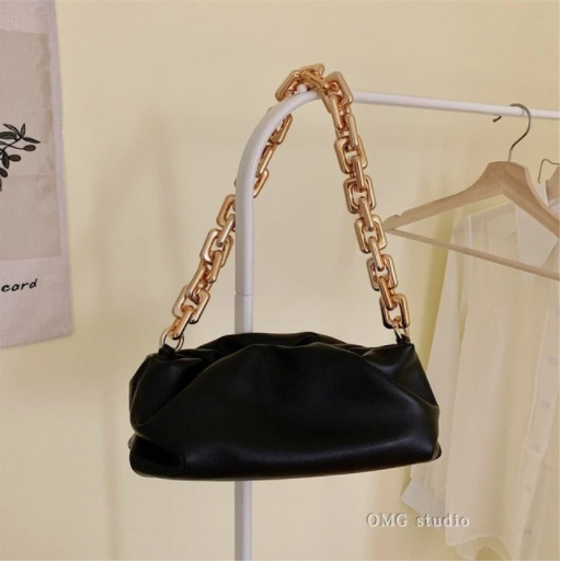 Chain Leather Pouch Womens Handbag