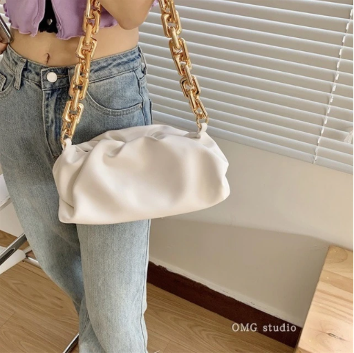 Chain Leather Pouch Womens Handbag