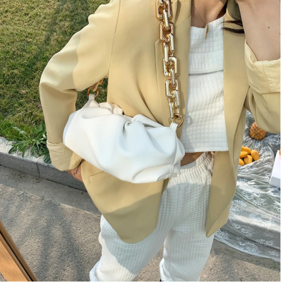 Chain Leather Pouch Womens Handbag