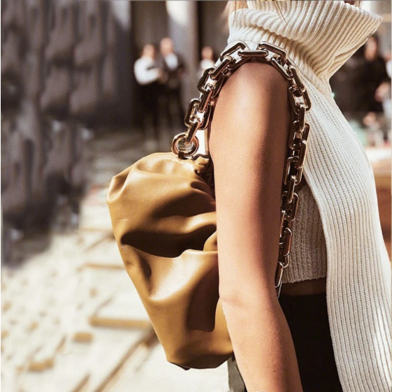 Chain Leather Pouch Womens Handbag