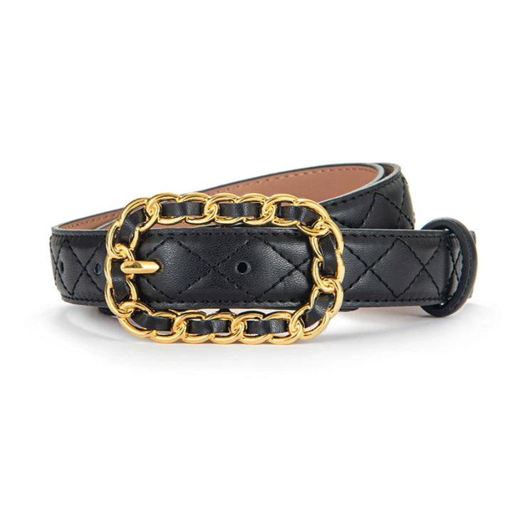 Couture Leather Gold Chain Buckle Belt - 5 Classic Colors