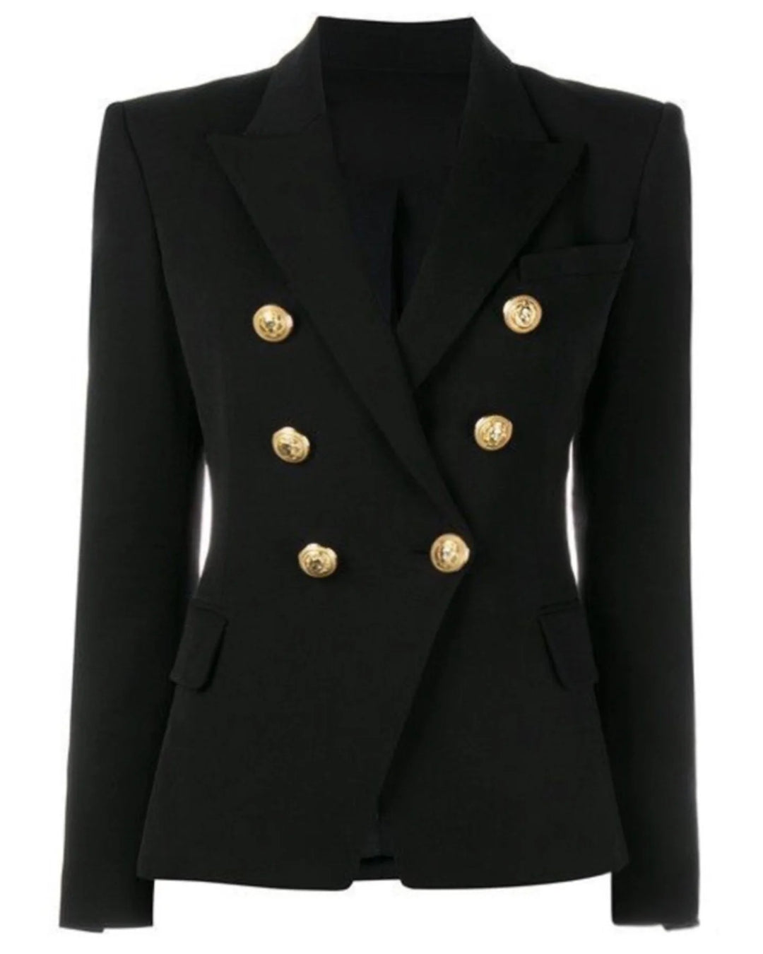 black gold button blazer